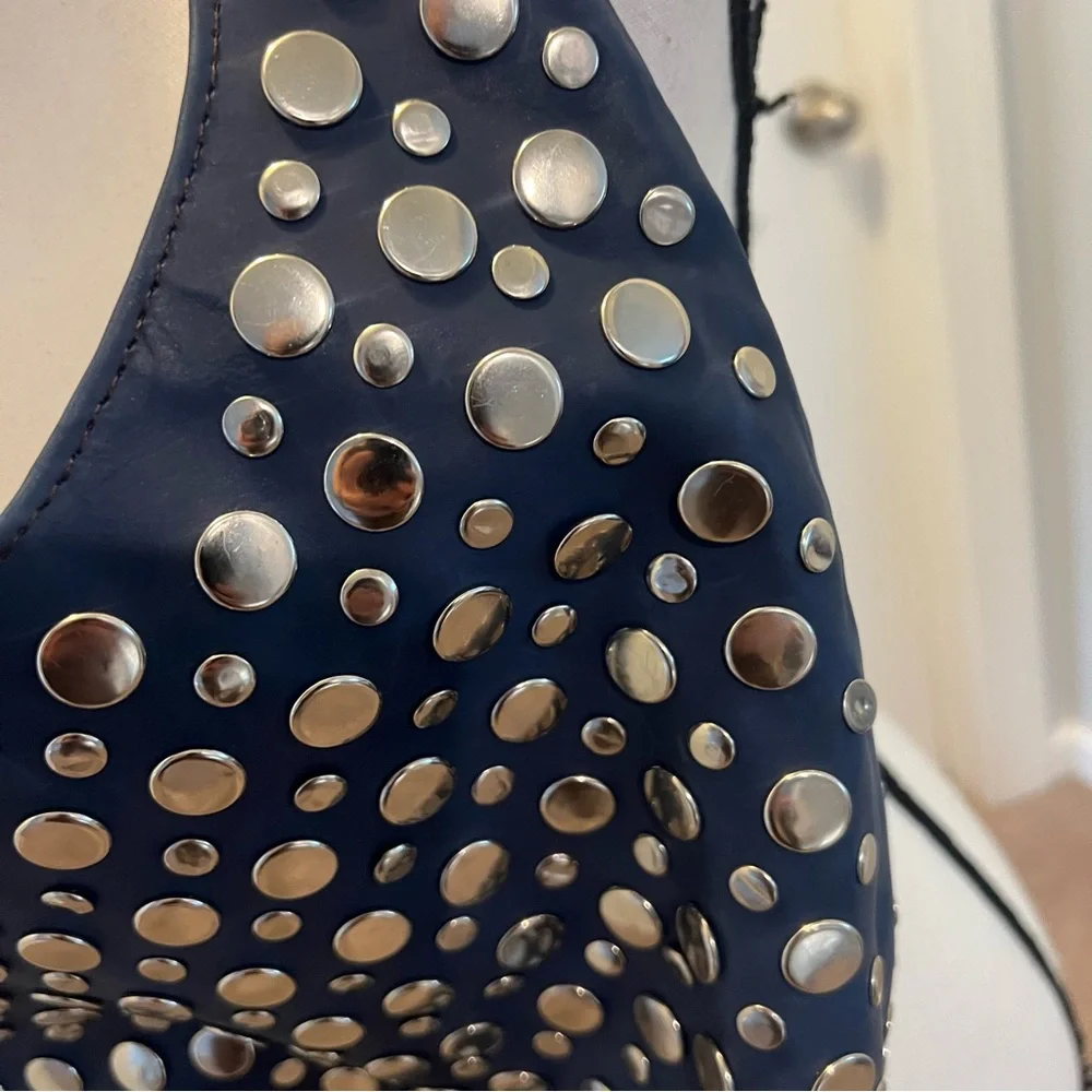BLUE Studded Shoulder Bag – Edgy Punk Rock Tote